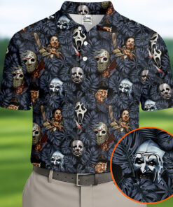 Gothic Skull Halloween Golf Shirt Dark Spooky Mens Apparel Skeleton Horror Movie Gifts