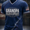 Grandpa Here To Help V-Neck T-Shirt US Flag Patriotic Merch National Grandparents Day Gift