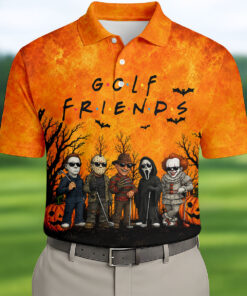 Halloween Golf Friends Horror Characters Polo Shirt Golf Mens Apparel Great Gifts For Men