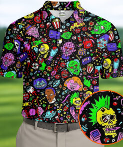 Halloween Horror Character Doodle Polo Shirt Mens Apparel Best Gifts For Him