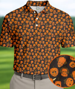 Halloween Horror Character Pumpkin Polo Shirt Golf Mens Apparel Gifts For Friend
