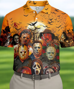 Halloween Horror Character Sunset Polo Shirt Spooky Movie Clothing Great Gifts For Fan