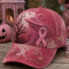 Halloween Pink Witch Baseball Hat Breast Cancer Awareness Cap Gift For Cancer Patient