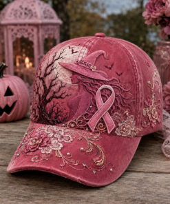 Halloween Pink Witch Baseball Hat Breast Cancer Awareness Cap Gift For Cancer Patient