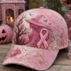 Halloween Pink Witch Baseball Hat Breast Cancer Awareness Merch Pink Witchy October Gift