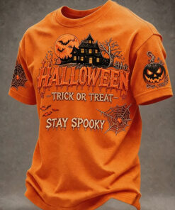 Halloween Trick Or Treat T-Shirt Stay Spooky Haunted House Merch Spooky Season Gifts For Friend