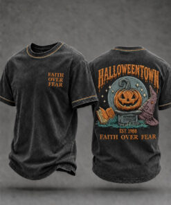Halloweentown Est 1988 Faith Over Fear T-Shirt Halloween Pumpkin Clothing Birthday Gift For Men