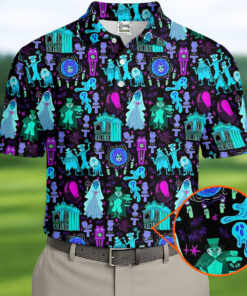 Haunted Ghost Polo Shirt Spooky Neon Halloween Clothing Unique Halloween Gifts