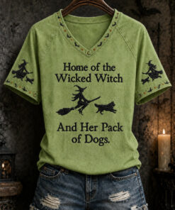 Home Of The Wicked Witch V-Neck T-Shirt Halloween Womens Apparel Gifts For Friend