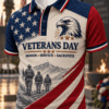Honor The Veterans Polo Shirt Proud US Bald Eagle US Flag Apparel Veterans Day Gifts