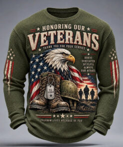 Honoring Our Veterans Long Sleeve Shirt US Bald Eagle Mens Clothing Proud Gift