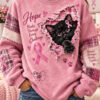 Hope Peeks Through Every Challenge Merch Pink Ribbon Sweatshirt Cancer Awareness Gifts