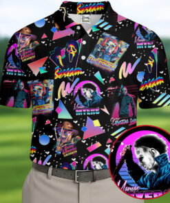 Horror Character Polo Shirt Retro 80s Spooky Movie Mens Apparel Halloween Gift For Men
