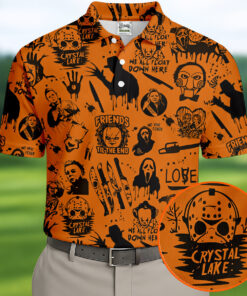 Horror Character Polo Shirt Spooky Halloween Mens Apparel Halloween Movie Gifts For Men