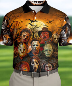 Horror Character Polo Shirt Spooky Halloween Mens Clothing Gifts For Your Brother