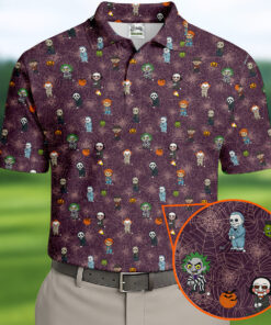 Horror Character Purple Golf Polo Shirt Spiderman Movie Clothing Halloween Gifts For Him
