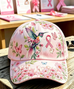 Hummingbird Floral Print Hat Breast Cancer Awareness Hats For Women - Homegiftaura