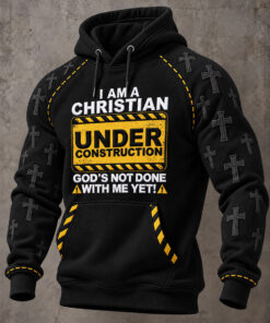 I Am A Christian Under Construction Hoodie Christian Clothes Faith Gifts For Men