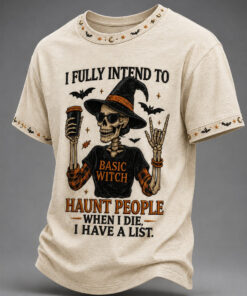 I Fully Intend To Basic Witch T-Shirt Halloween Mens Clothing Spooky Season Gifts For Him