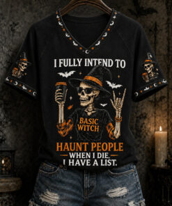 I Fully Intend To Basic Witch V-Neck T-Shirt Halloween Clothing Gifts For Sister