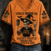 I Fully Intend To Basic Witch V-Neck T-Shirt Halloween Womens Clothing Spooky Gifts Her