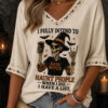 I Fully Intend To Haunt People V-Neck Raglan Shirt Skeleton Witch Halloween Merch Gifts For Her