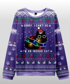 I'm An Indoor Cat Ugly Sweater Funny Introvert Black Cat Merch Christmas Cat Lovers Gifts