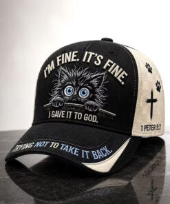 I'm Fine It's Fine Baseball Hat Cross Mens Apparel Gifts For Christian Brother