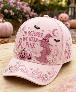 In October We Wear Pink Baseball Hat Breast Cancer Awareness Cap Gifts For Friend