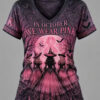 In October We Wear Pink Merch Faith Strength Hope Halloween V-Neck T-Shirt Ideas For Her