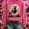 In October We Wear Pink Sweatshirt Halloween Breast Cancer Merch Present For Women