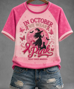 In October We Wear Pink T-Shirt Breast Cancer Awareness Apparel Cancer Support Gift