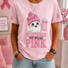 In October We Wear Pink T-Shirt Breast Cancer Awareness Tee Women Halloween Outfits