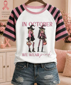 In October We Wear Pink T-Shirt Halloween Breast Cancer Clothing Gifts For My Wife
