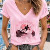 In October We Wear Pink V-Neck T-Shirt Pink Ribbon Merch Breast Cancer Awareness Gifts