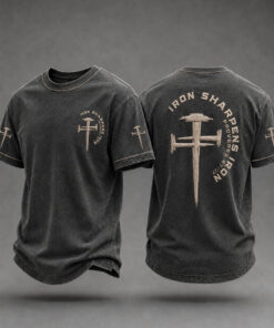 Iron Sharpens Iron Proverbs 27 17 T-Shirt Christian Faith Merch Christian Gifts For Husband