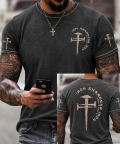 Iron Sharpens Iron Proverbs 27 17 T-Shirt Christian Faith Merch Gifts For Brother