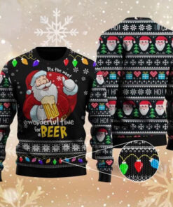 It's The Most Wonderful Time Ugly Sweater Santa Claus Beer Merch Holiday Party Christmas Gifts
