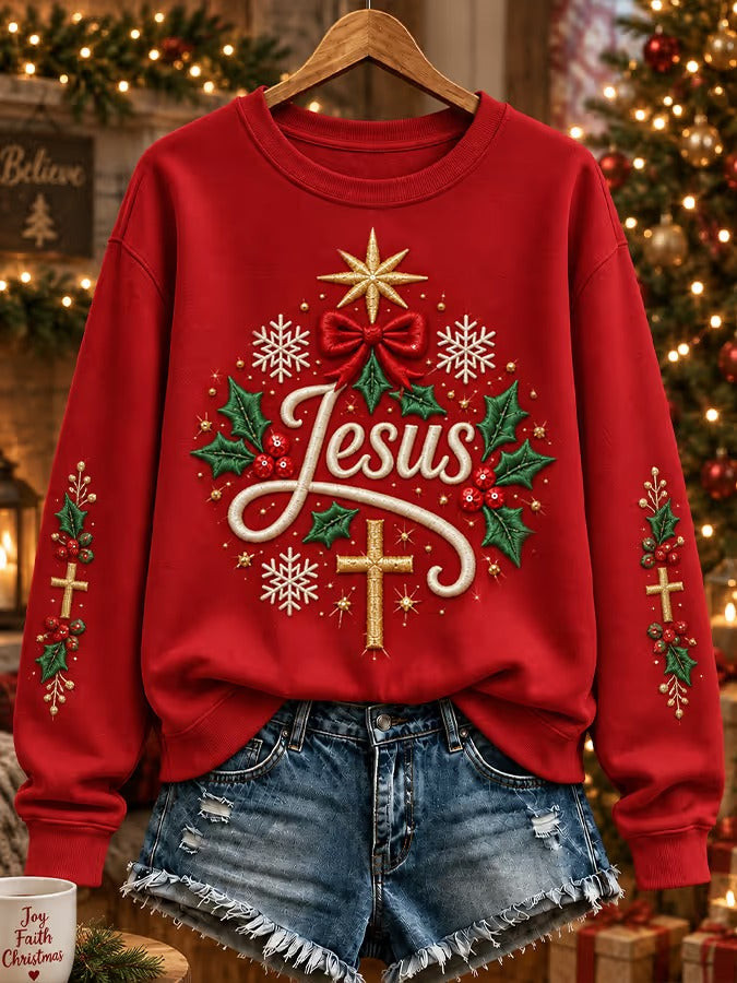Jesus Christmas Tree Cross Sweatshirt Christian Faith Clothing Religious Gifts For Sister