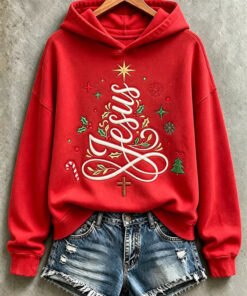 Jesus Christmas Tree Hoodie Christian Womens Apparel Religious Gifts For Girlfriend