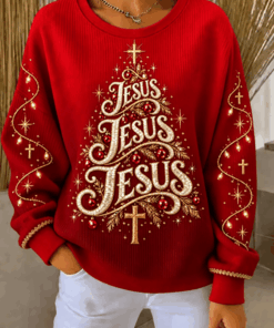 Jesus Christmas Tree Sweatshirt Christian Holiday Clothing Religious Gifts For Her