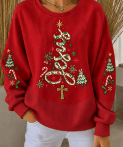 Jesus Christmas Tree Sweatshirt Christian Holiday Merch Religious Xmas Gifts For Sister