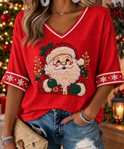 Jesus Christmas Tree V-Neck Raglan Shirt Christian Womens Apparel Sister Gifts