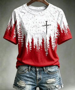 Jesus Cross T-Shirt Religious Clothing Faith Christmas Gifts For Sister