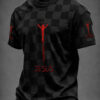 Jesus Crucifixion Christian T-Shirt Checkered Faith Mens Apparel Gothic Religious Gifts