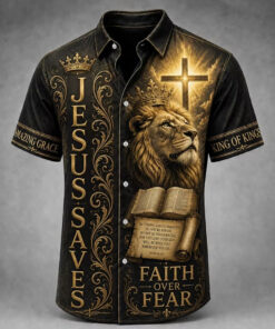 Jesus King Of Kings Hawaiian Shirt Christian Mens Aloha Shirt Faith Gifts For Husband
