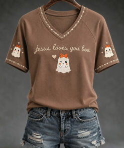 Jesus Love You Boo V-Neck T-Shirt Christian Religious Merch Sister Gifts