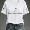 Jesus Loves You Boo V-Neck T-Shirt Christian Womens Apparel Gifts For Her