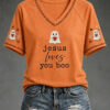Jesus Loves You Boo V-Neck T-Shirt Christian Womens Clothing Gifts For Mom