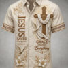 Jesus Saves By Grace Hawaiian Shirt Christian Mens Aloha Shirt Religious Gift For Dad